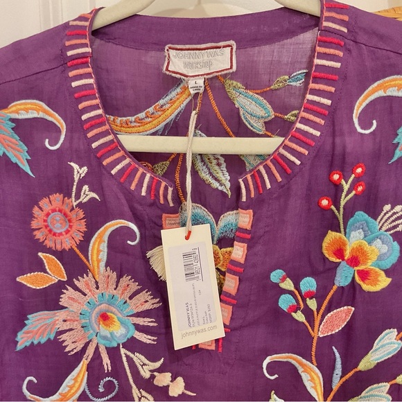 Johnny Was Joele Ruffle Sleeve Dress, Purple Size L, NWT - Picture 7 of 8